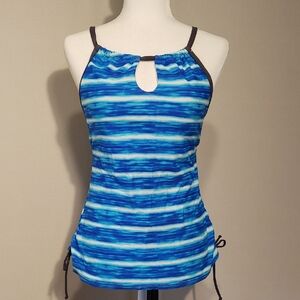 Blue Striped Tankini Top - Sz. M